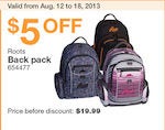 Roots Back Pack - $14.99 ($5.00 off)