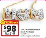 10 KT Gold Diamond Mom Necklace - $98.00 (33% off)