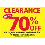 Up to 70% off Clearance Merchandise