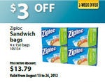 Ziploc Sandwich Bags - $10.79 (Save $3.00)