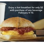 Breakfast Sandwich or Wrap for $2 w/Beverage