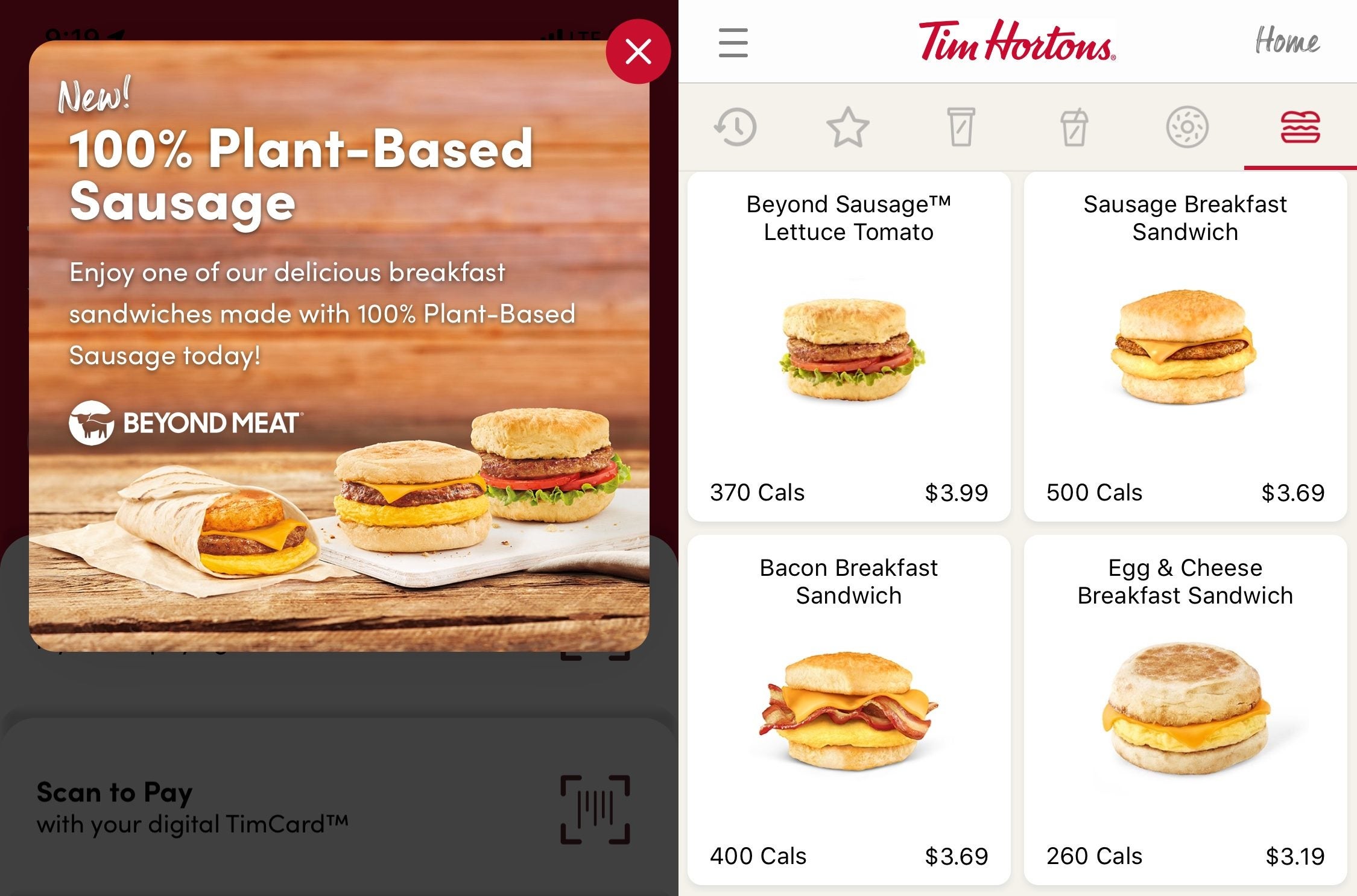 Tim Hortons puts burgers on the menu for the first time, but they