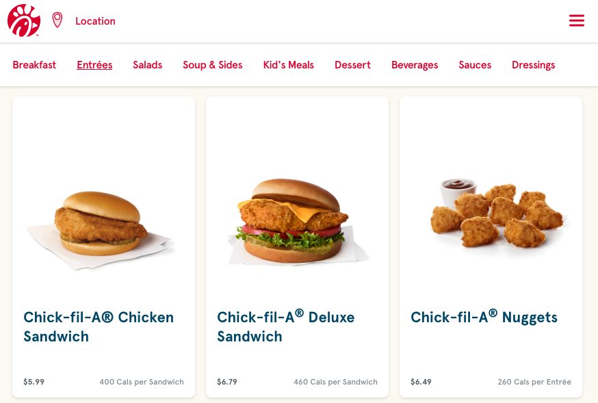 chick fil a menu calendar