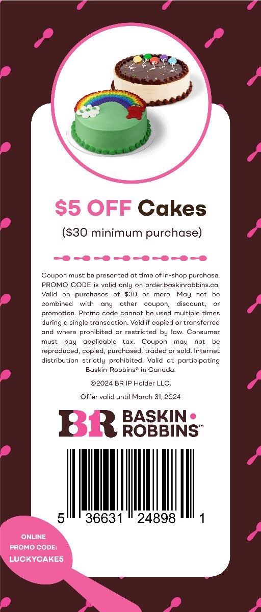 Baskin Robbins Coupons BOGO 50 Off Scoops or 5 Off Cakes